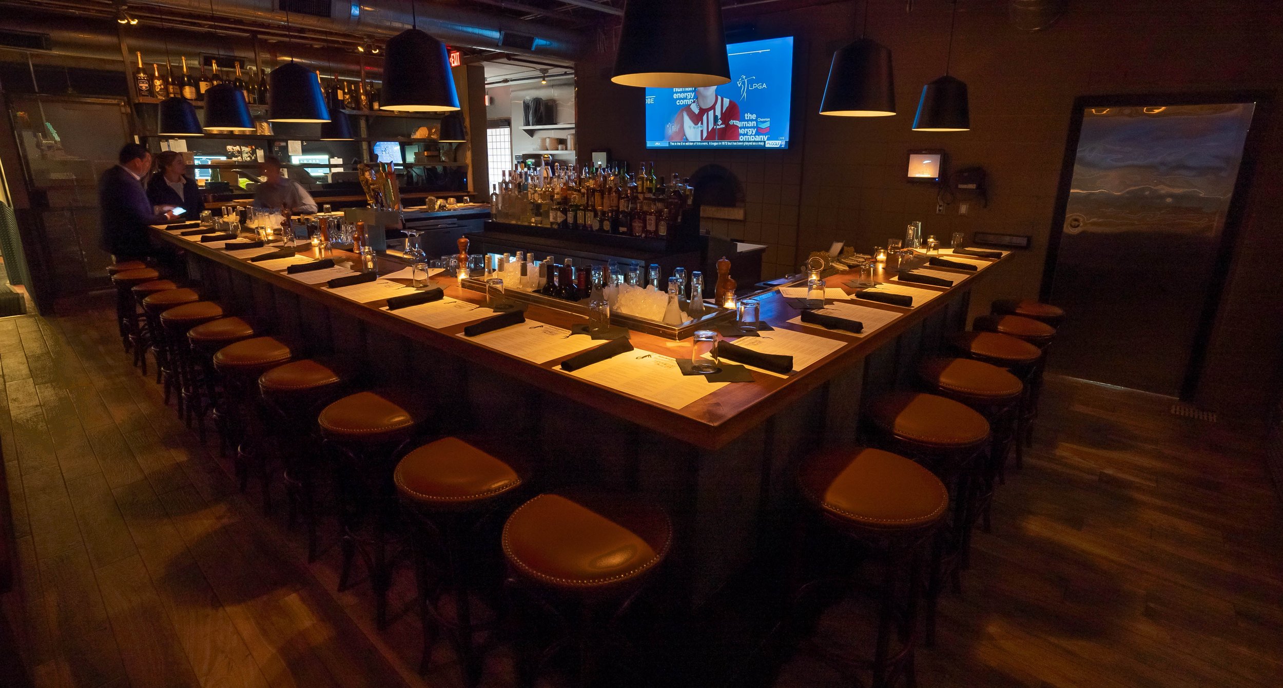 Rosie’s intimate bar and open kitchen
